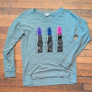 Juicy Couture Gray Sweater with Lipstick Sequins